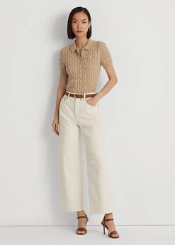 Cable-Knit Cotton Polo Jumper -Family Flair Sales Store s7 1453296 alternate1