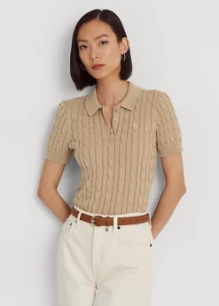 Cable-Knit Cotton Polo Jumper