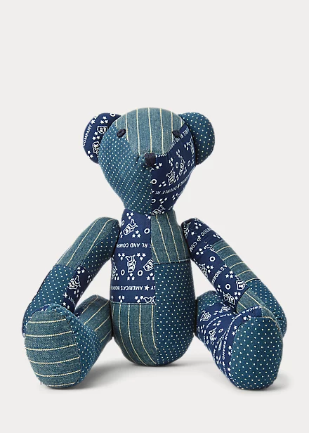 Limited-Edition Indigo Patchwork Bear 1 Limited-Edition Indigo Patchwork Bear