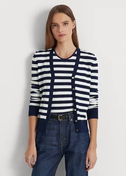 Striped Cotton-Blend Cardigan
