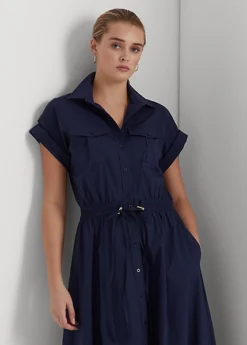 Cotton-Blend Short-Sleeve Shirtdress -Family Flair Sales Store s7 1466047 alternate1