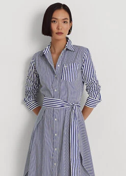Striped Cotton Broadcloth Shirtdress -Family Flair Sales Store s7 1466051 alternate1
