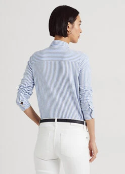 Striped Ruffle-Trim Cotton Oxford Shirt -Family Flair Sales Store s7 1466055 alternate3