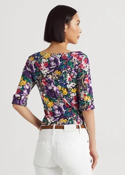 Floral Stretch Cotton Boatneck Tee -Family Flair Sales Store s7 1466058 alternate3