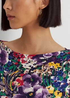 Floral Stretch Cotton Boatneck Tee -Family Flair Sales Store s7 1466058 alternate4