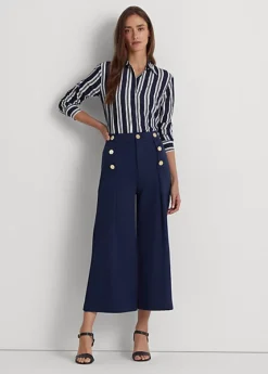 Cropped Pleated Ponte Trouser