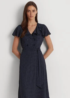 Polka-Dot Georgette Belted Dress -Family Flair Sales Store s7 1466076 alternate1