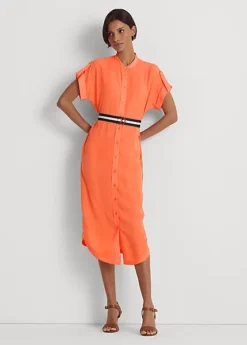 Belted Crepe Shirtdress