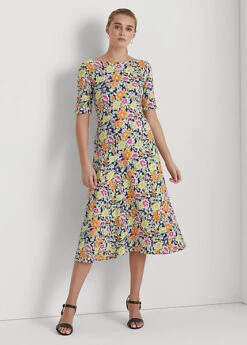 Floral Stretch Cotton Midi Dress