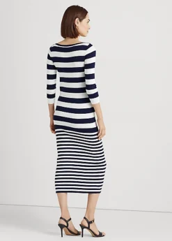 Striped Cotton-Blend Dress 8 Striped Cotton-Blend Dress -Family Flair Sales Store s7 1466110 alternate3