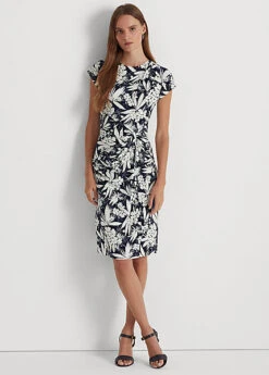 Floral Twist-Front Jersey Dress