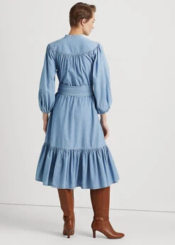 Chambray Blouson-Sleeve Dress -Family Flair Sales Store s7 1466113 alternate3
