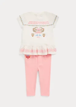 Embroidered Jersey Tee And Legging Set