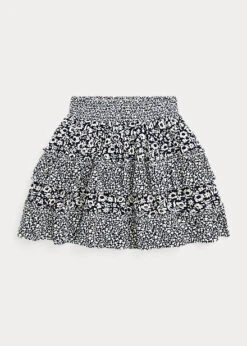 Floral Tiered Cotton-Blend Skirt