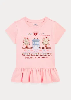 Cotton Jersey Graphic Peplum Top