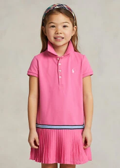 Pleated Stretch Mesh Polo Dress -Family Flair Sales Store s7 1468180 alternate2