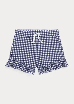 Gingham Ruffled Stretch Mesh Short