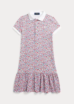 Floral Stretch Mesh Polo Dress
