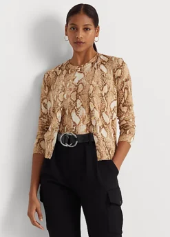 Snakeskin-Print Cotton-Blend Cardigan