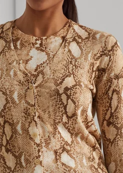 Snakeskin-Print Cotton-Blend Cardigan -Family Flair Sales Store s7 1468611 alternate4