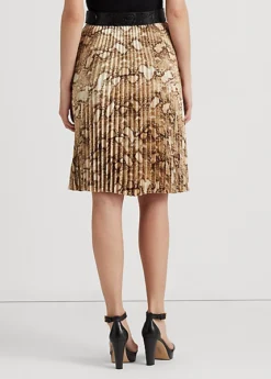 Snakeskin-Print Pleated Charmeuse Skirt -Family Flair Sales Store s7 1468614 alternate3