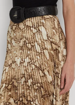 Snakeskin-Print Pleated Charmeuse Skirt -Family Flair Sales Store s7 1468614 alternate4