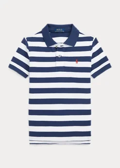 Striped Cotton Mesh Polo Shirt