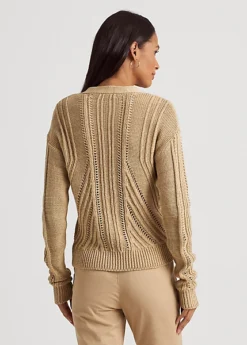 Pointelle-Knit Linen-Cotton Cardigan -Family Flair Sales Store s7 1468867 alternate3