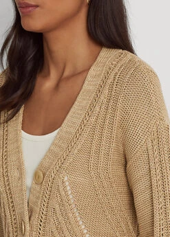 Pointelle-Knit Linen-Cotton Cardigan -Family Flair Sales Store s7 1468867 alternate4