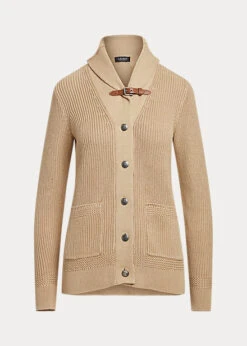 Buckle-Trim Combed Cotton Cardigan