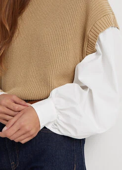 Layered Blouson-Sleeve Cotton Jumper -Family Flair Sales Store s7 1468872 alternate4