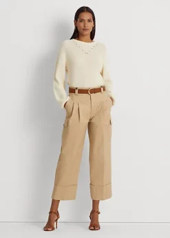 Stretch Cotton Cropped Cargo Trouser