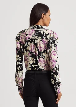 Floral Stretch Jersey Tie-Neck Top -Family Flair Sales Store s7 1468883 alternate3