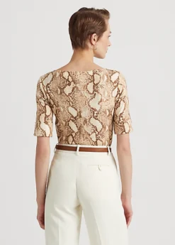 Snakeskin-Print Stretch Cotton Tee -Family Flair Sales Store s7 1468885 alternate3