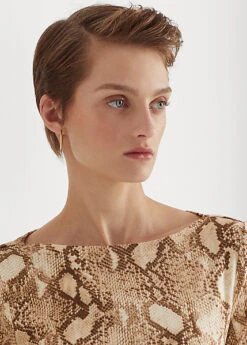 Snakeskin-Print Stretch Cotton Tee -Family Flair Sales Store s7 1468885 alternate4