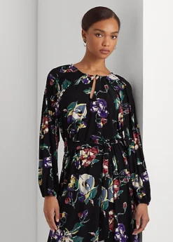 Floral Belted Stretch Jersey Dress -Family Flair Sales Store s7 1468889 alternate1