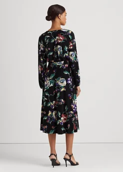 Floral Belted Stretch Jersey Dress -Family Flair Sales Store s7 1468889 alternate3