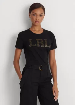 Beaded-Logo Jersey Tee