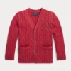 Cable-Knit Cotton V-Neck Cardigan