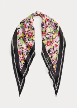 Ava Floral Silk Twill Diamond Scarf