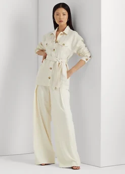 Belted Herringbone Linen Shirt Jacket -Family Flair Sales Store s7 1474080 alternate1