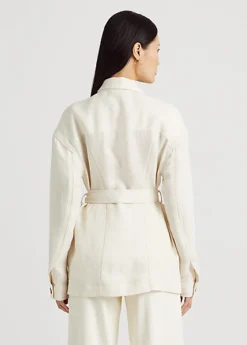 Belted Herringbone Linen Shirt Jacket -Family Flair Sales Store s7 1474080 alternate3