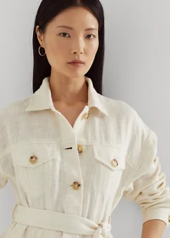 Belted Herringbone Linen Shirt Jacket -Family Flair Sales Store s7 1474080 alternate4