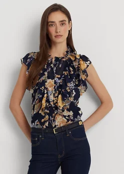 Floral Georgette Sleeveless Shirt