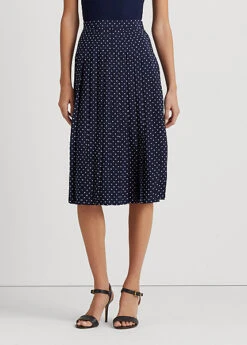 Polka-Dot Pleated Crepe Skirt -Family Flair Sales Store s7 1474222 alternate1