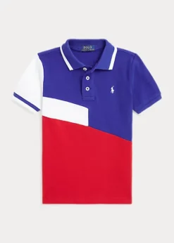 Colour-Blocked Cotton Mesh Polo Shirt