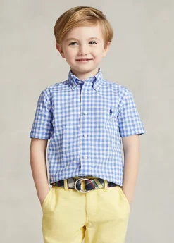 Gingham Cotton Poplin Short-Sleeve Shirt