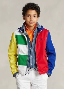 Colour-Blocked Cotton Hooded Jacket