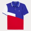 Colour-Blocked Cotton Mesh Polo Shirt