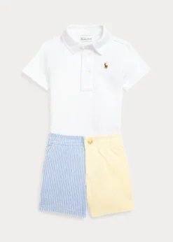 Soft Cotton Polo Shirt And Mesh Short Set